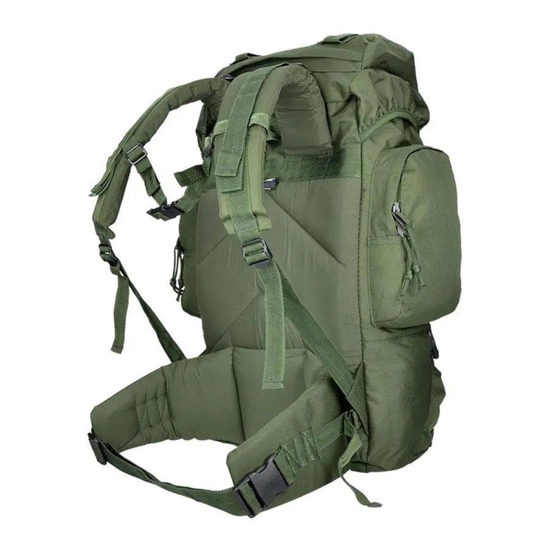 Large green MIL-TEC Commando hiking backpack with adjustable straps, multiple compartments, and padded support belt