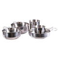 MIL-TEC cooking set stainless steel 5 pieces cookware camping outdoor utensils