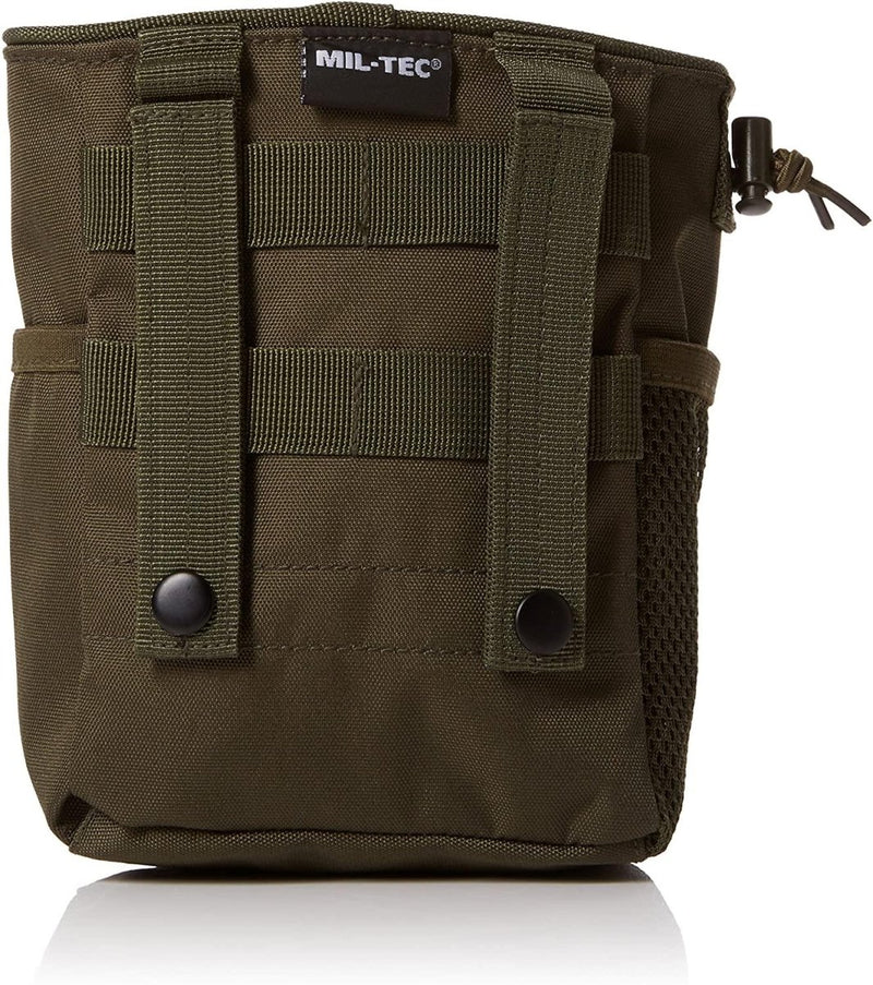 MIL-TEC empty mag shell pouch in olive green with MOLLE straps and secure button closures for tactical gear attachment