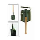 MIL-TEC Foldable Shovel 63cm Length Steel Blade Wood Handle Cover Included - GoMilitar