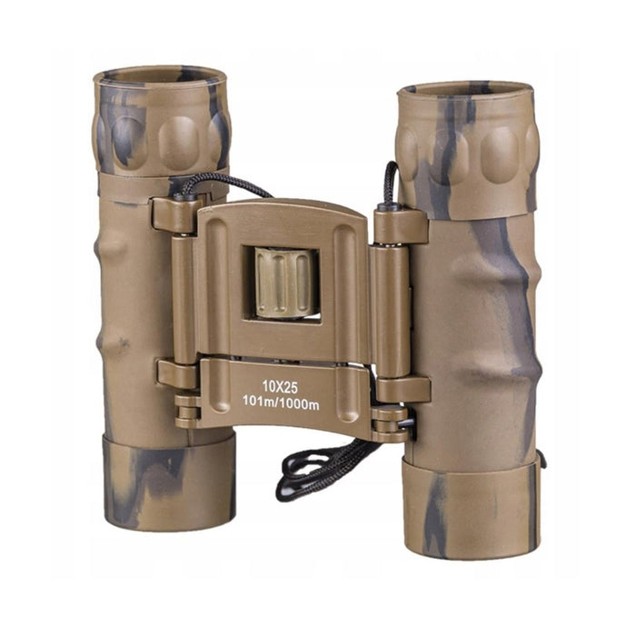 MIL-TEC Gen II Collapsible Binoculars 10x25 Diopter Fine Tuning Pouch, Desert camo pattern, Binoculars - GoMilitar