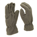 Olive OD fleece gloves with Thinsulate lining, warm and lightweight for winter tactical use.