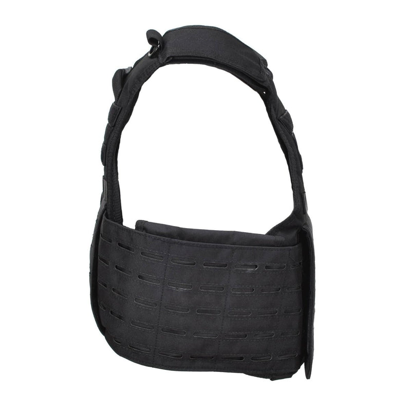 Black MIL-TEC laser-cut tactical combat plate carrier vest with MOLLE attachment system and adjustable straps.