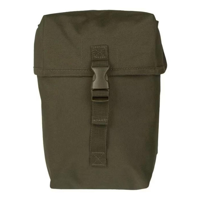 Large olive MIL-TEC tactical multipurpose pouch with buckle closure, durable water-resistant design for MOLLE gear attachment