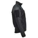 Black MIL-TEC softshell jacket with zippered pockets, windproof, water-resistant, and breathable activewear for outdoor use.