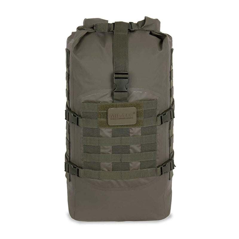 Olive green MIL-TEC SEALS 35L waterproof tactical roll-up dry bag backpack with secure buckle closure