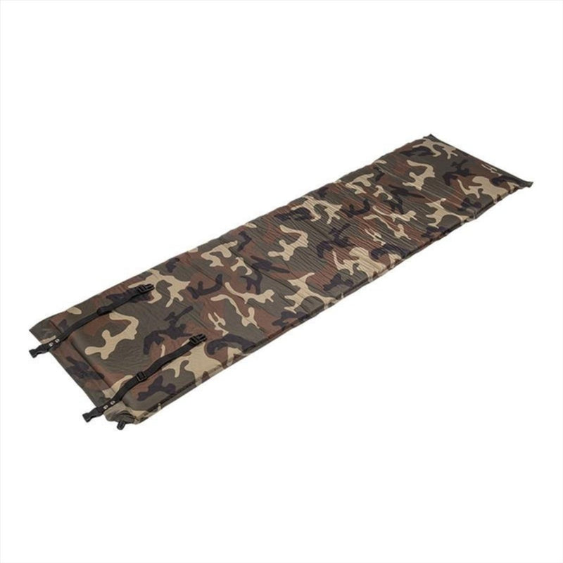 MIL-TEC Sleeping Pad 185cm Self Inflatable Matress Woodland Camouflage
