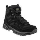 Black MIL-TEC SQUAD mid-calf suede hiking boot with round sole, reinforced toe, and secure laced design for outdoor use.