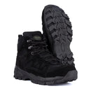 Black suede MIL-TEC SQUAD mid-calf boots with rugged round sole and reinforced toe, designed for outdoor activities.