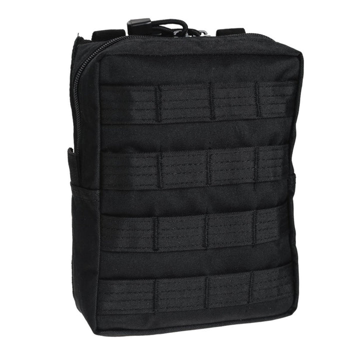 Black MIL-TEC tactical MOLLE pouch with zipper closure, durable utility bag for military and outdoor gear attachment.