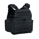 Black MIL-TEC tactical plate carrier vest with adjustable straps and MOLLE webbing for military or law enforcement use.