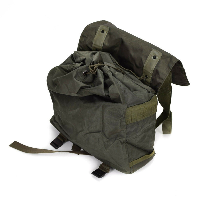 Original Austrian Army combat day pack military issue olive green vintage backpack with buckle closure and carrying strap