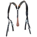 Original Austrian army Y-Strap braces genuine leather vintage military surplus