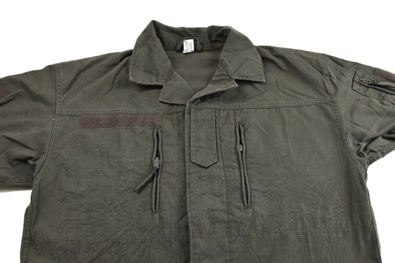 Original Austrian BH army combat shirt jacket in olive drab ripstop fabric with zipped chest pockets and button closure