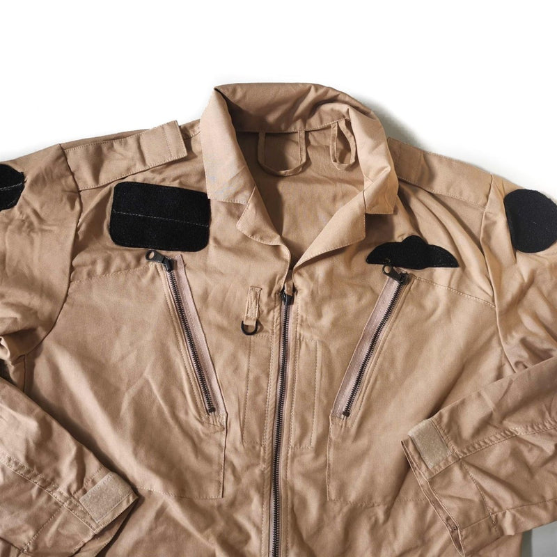 Beige British Army Aircrew MK 16 B RAF aramid flight coverall with zipper pockets and adjustable cuffs