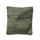 Green cleaning kit bag with text on a white background