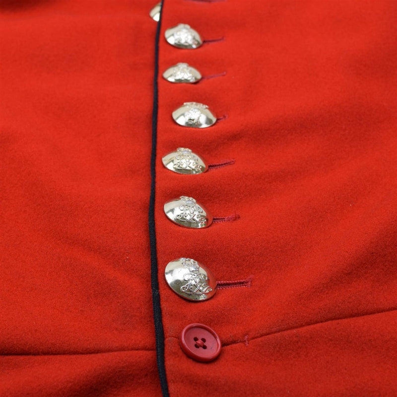 Original British Military Jacket Tunic Style Wool Solid Red Golden Buttons