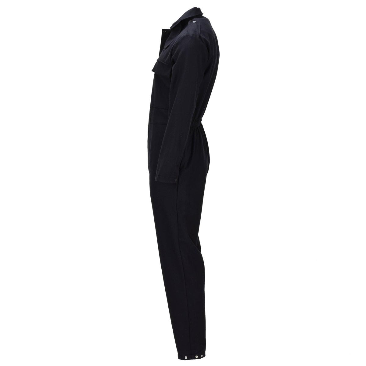 Original British Military Wool Coveralls Front Zip Button Closure Black