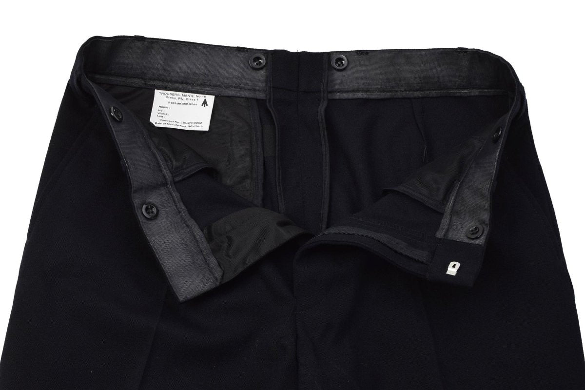 Original British Royal Navy No.1B Men's Wool Dress Trousers Formal Black