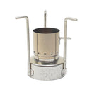 Vintage Czech military compact liquid fuel stove burner with metal pot supports and chimney component