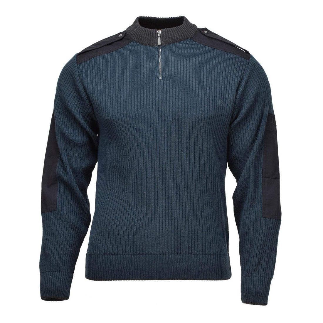 Original Dutch Military Troyer Sweater Rib Knit Quarter Zip Petrol Green