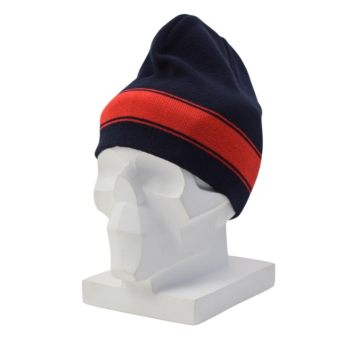 Original Dutch Military Wool Winter Watch Cap Beanie Dark Blue Red Stripes