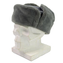 Original East Germany army officer winter ushanka hat with faux fur, gray trapper style for cold weather protection