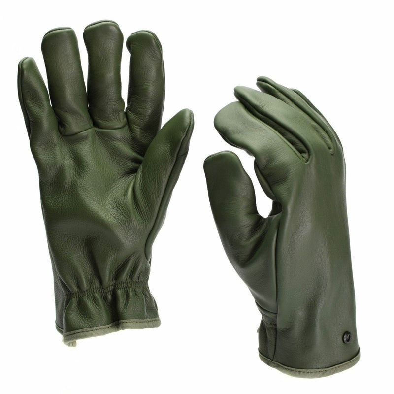 Original French Military Combat Leather Gloves Olive