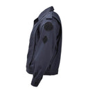 Original French Military alpine troops blue cotton jacket with epaulets, hook and loop plates, buttoned cuffs, and elastic hem