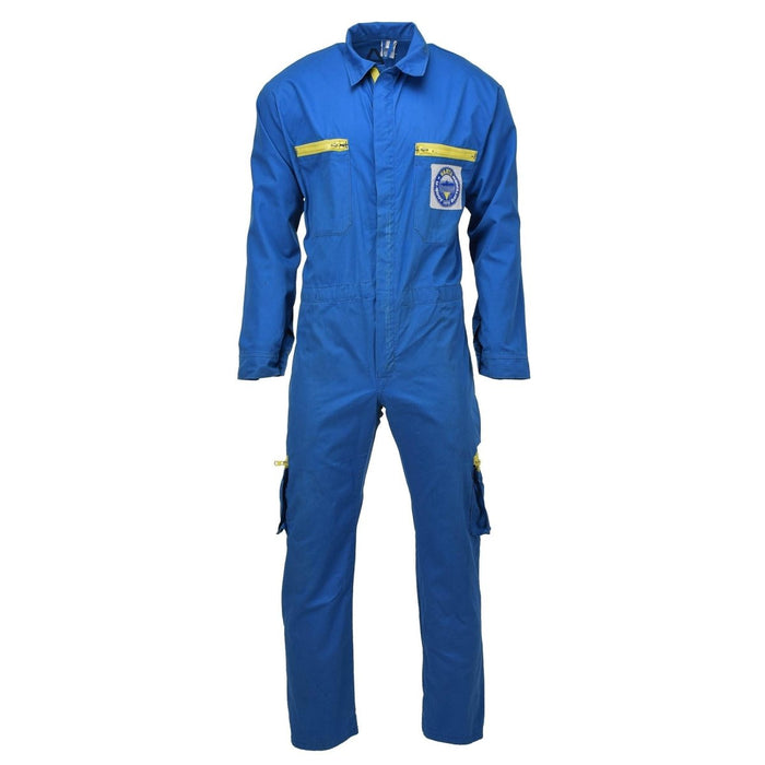 Original German Military Bundeswehr blue acid-resistant coverall, cargo pockets and two-way zipper, durable polyester cotton