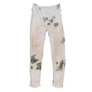 Original German military snow camo pants with elastic waist and braces, designed for winter and snowy conditions.