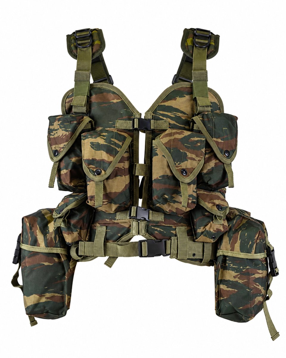 Original Greek Army Tactical Load Bearing Vest 8-Piece Lizard Camouflage