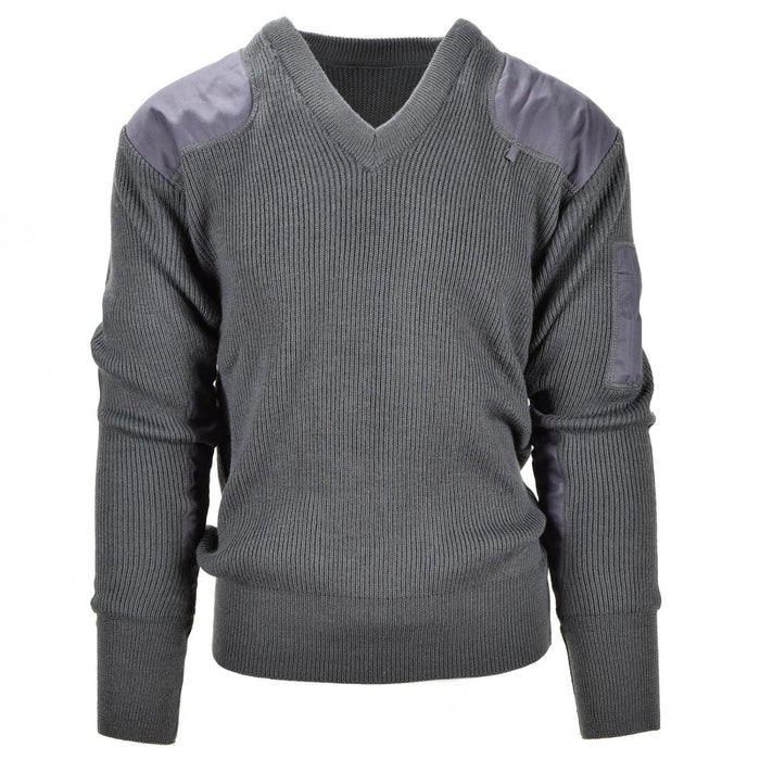 Original Italian army commando pullover Jumper grey wool V-neck sweater NEW - GoMilitar