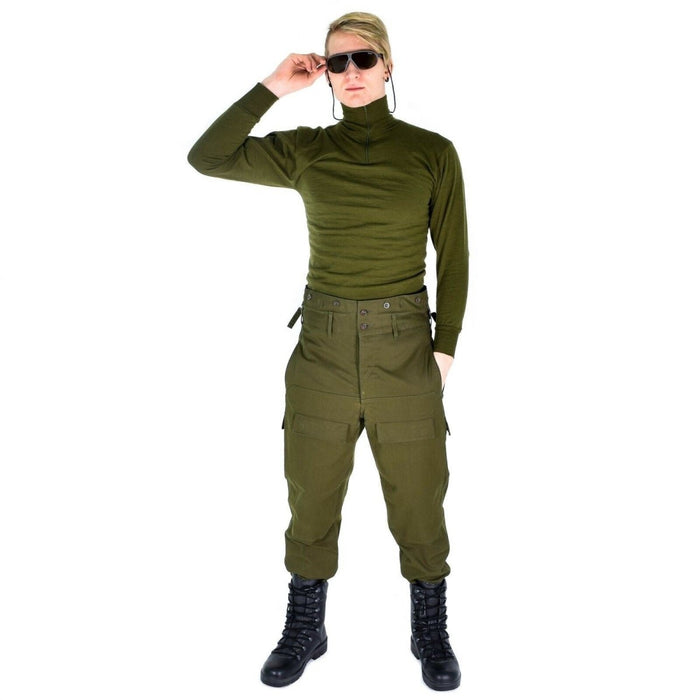 Original Italian army tricot shirt zipper Undershirt F1 thermal Green OD NEW - GoMilitar