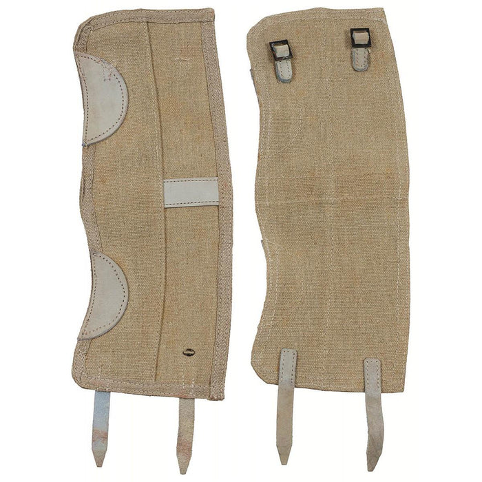 Original Italian Military Gaiters Army Boot Leg Covers Army Surplus Khaki, durable canvas for outdoor, hiking gear protection
