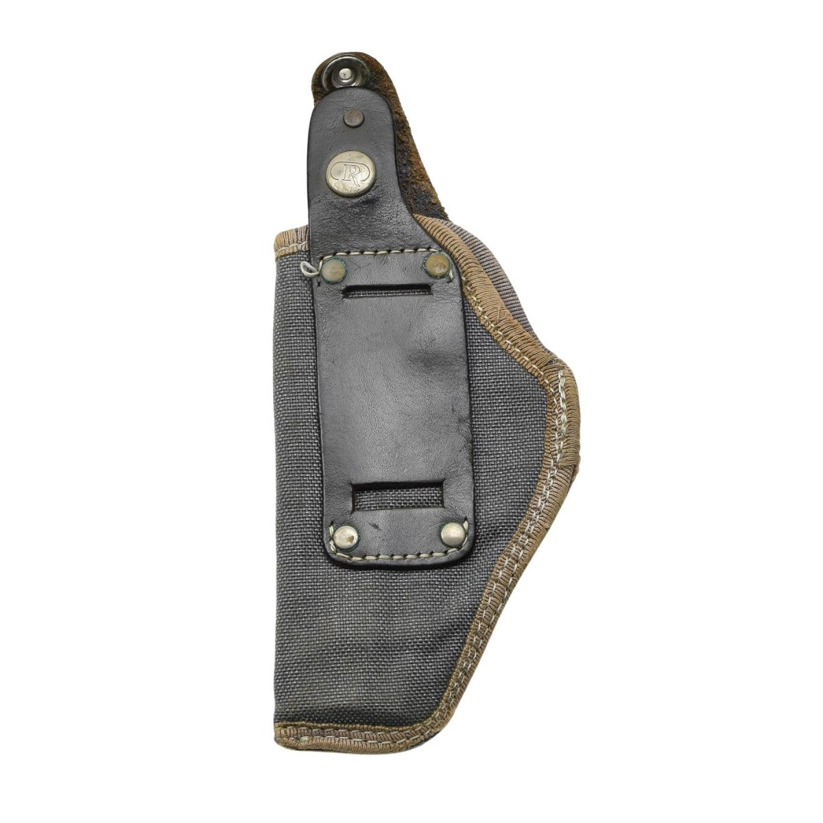Original Italian Military Pistol Holster Nylon Snap Button Closure Gray