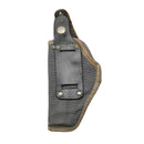 Original Italian military pistol holster in gray nylon with snap button closure and metal belt clip for secure carry.