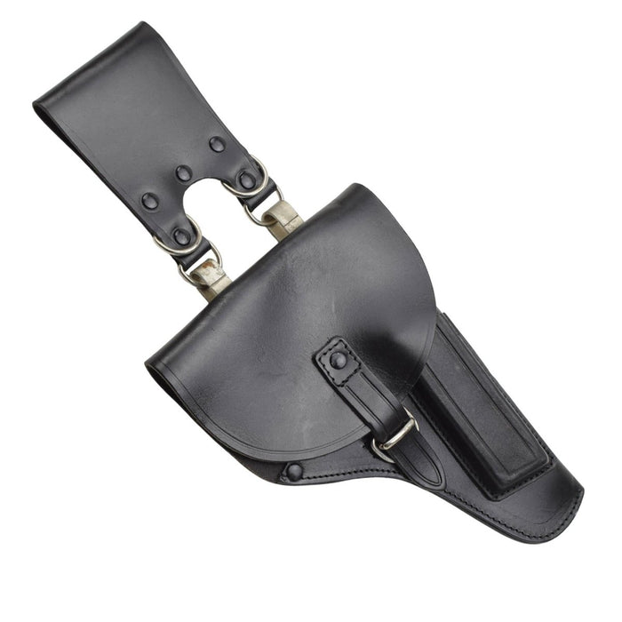 Original Italian Military Pistol Holster Right Handed Buckle Closure, Black Color, Pistol Holsters - GoMilitar