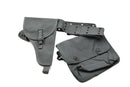 Original Italian police pistol belt holster with ammo pouch waist system in durable black fabric for secure firearm carry.