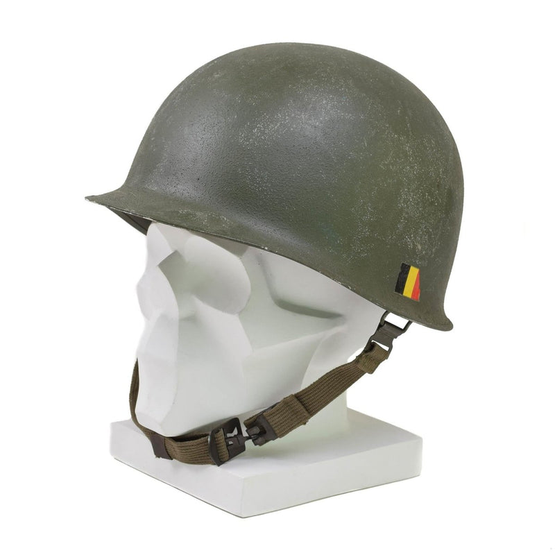 Original Military Belgian Steel Helmet M51 tactical combat army inner pvc Olive - GoMilitar