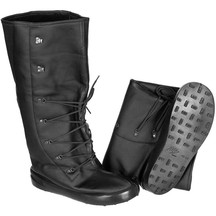 Original Norway army Alfa overboots insulating black leather shoes good grip NEW condition military surplus boots - GoMilitar