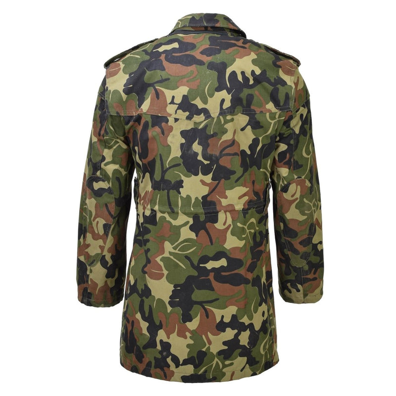 Original Romanian military parka M93 camo leaf hooded long