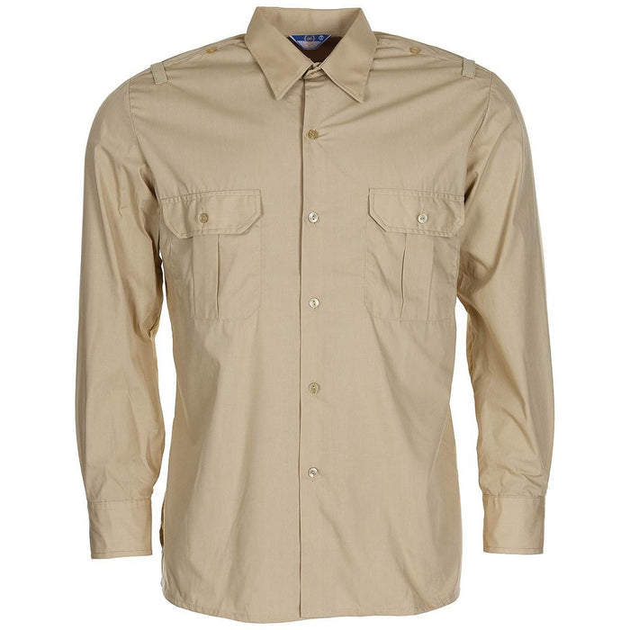 Spanish Military Long Sleeve Field Duty Work Shirt Lightweight Khaki, durable polyester blend fabric for outdoor gear