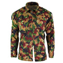 Original Swiss Army M83 Alpenflage camo jacket with full zip, chest pockets, reinforced elbows, and adjustable fit.