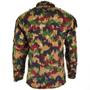 Back view of Original Swiss Army Alpenflage M83 combat field jacket with green, brown, and black camo pattern.