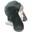 Original Swiss army winter cap in gray wool with adjustable ear flaps and faux fur lining for cold weather protection.