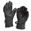 Pair of original US Army black leather combat gloves with insulated lining and wrist straps for secure fit