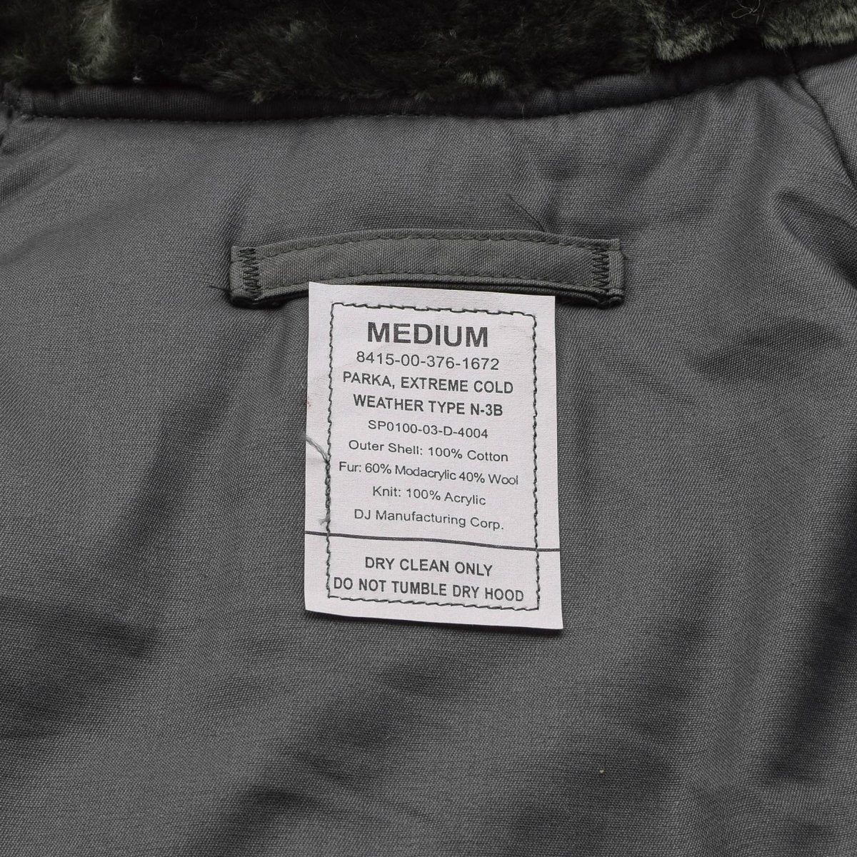 Original US Military N-3B Cold Weather Parka Wind Weather Resistant Olive