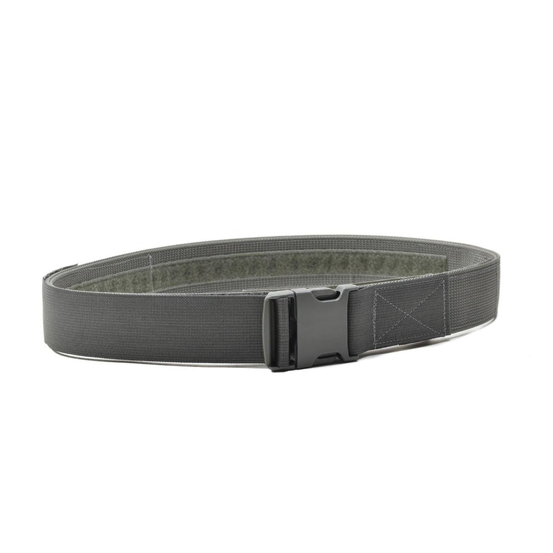 Foliage green tactical belt with ITW Nexus quick release buckle and Velcro fastener for secure, durable wear.