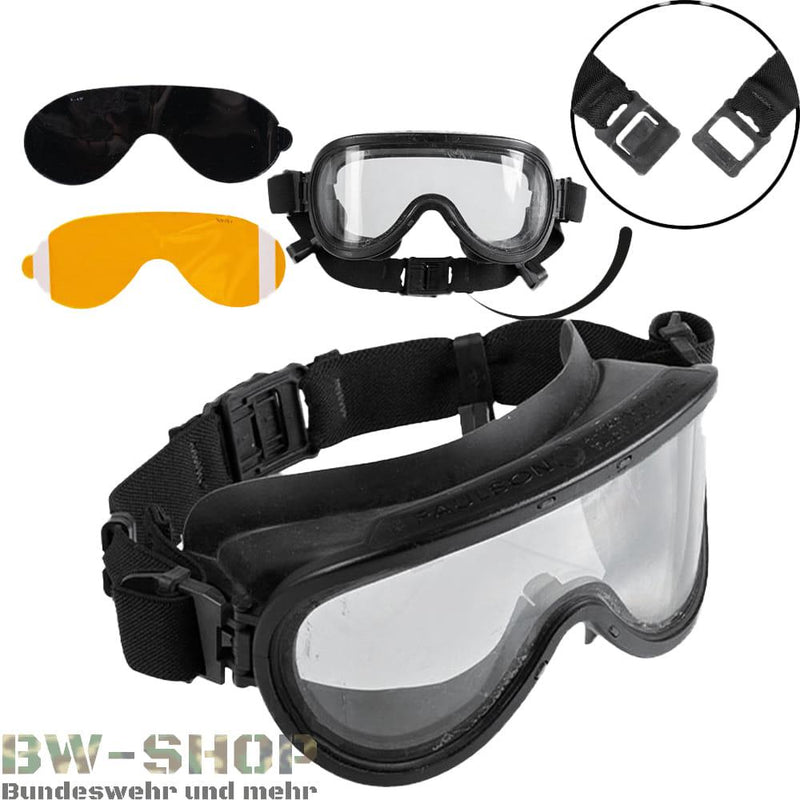 Paulson 510 A-TAC tactical protective goggles with transparent polycarbonate dual lens and adjustable strap for emergency use
